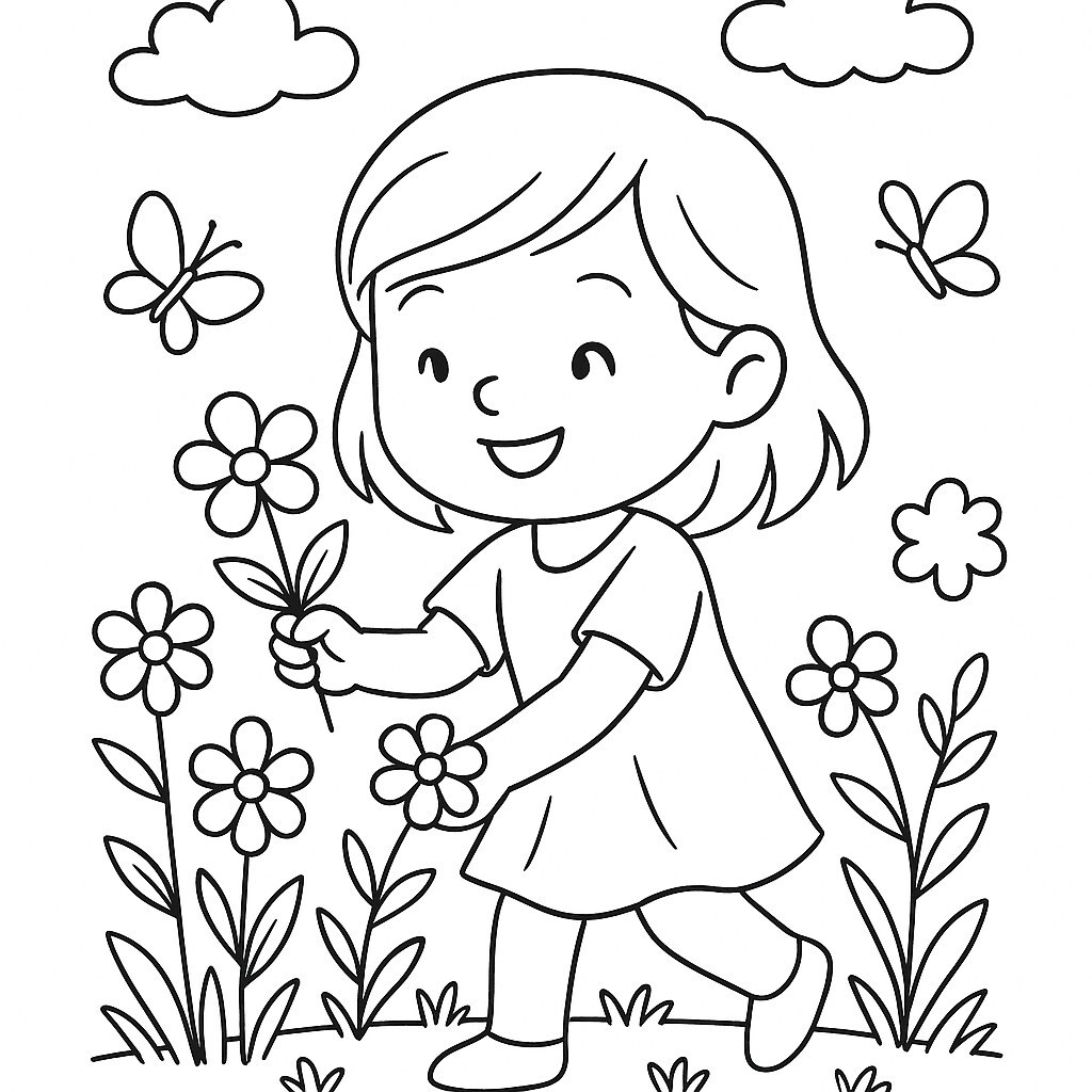 Girl Playing in the Garden