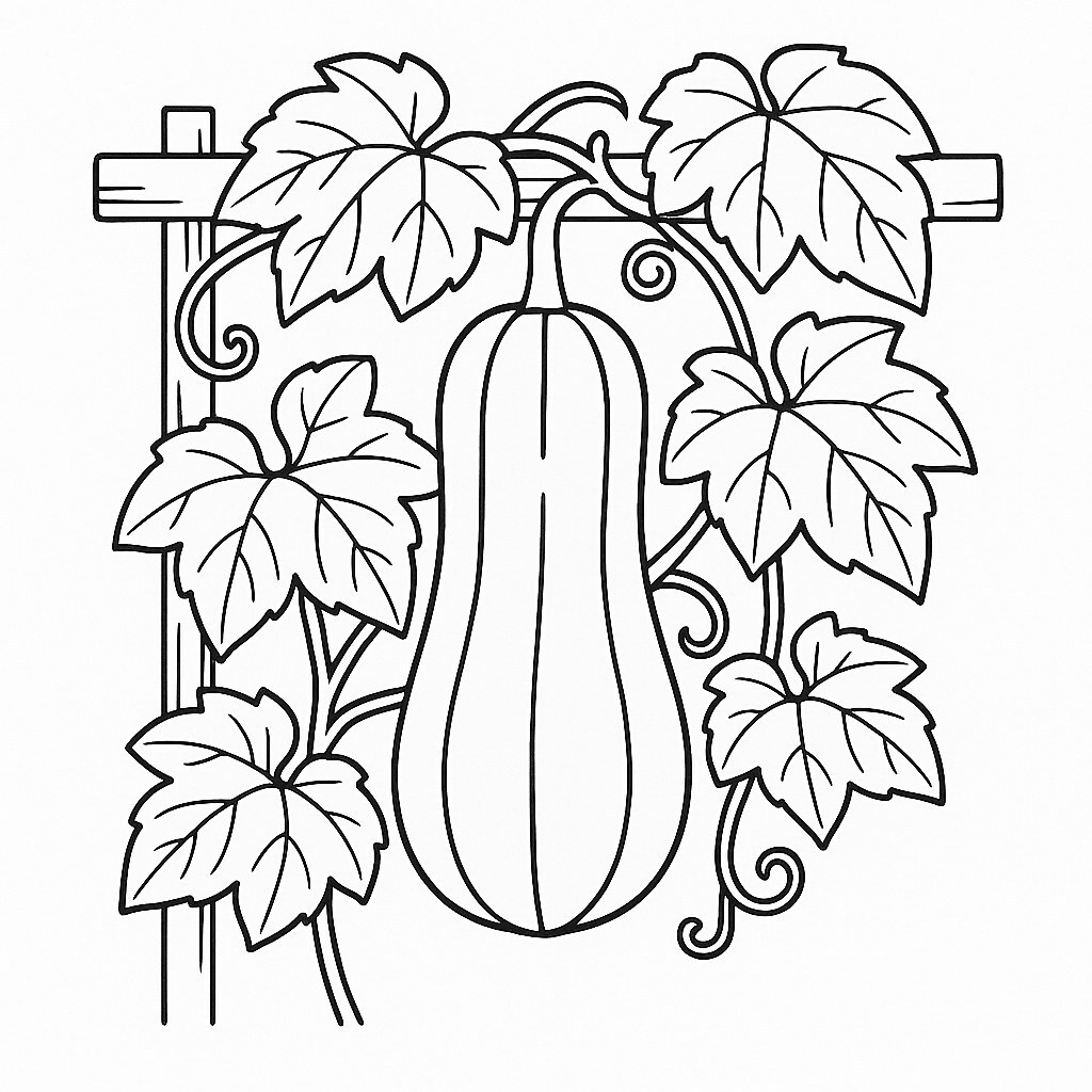 Green Pumpkin on the Trellis