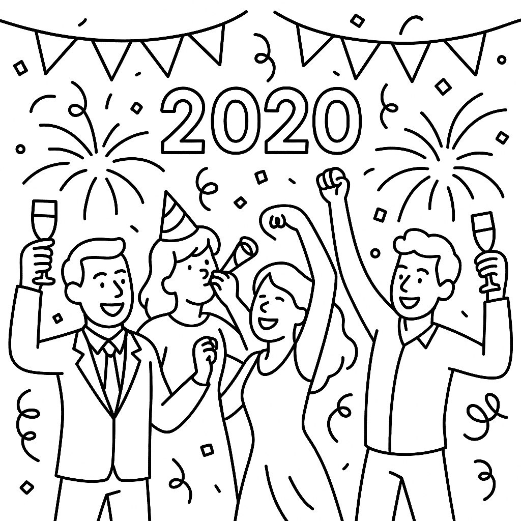 Happy New Year 2020 Coloring Pages for Kids – Creative Fun 2026