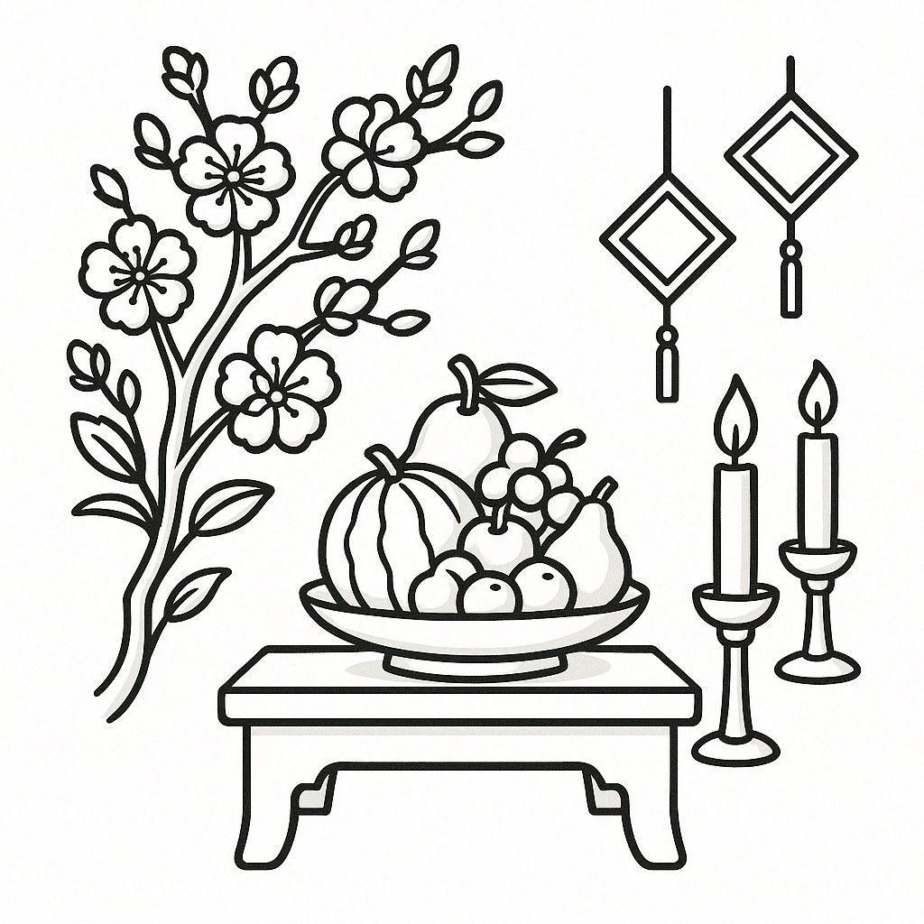 Tet Apricot Blossom Coloring Pages for Kids – Creative Fun 2026