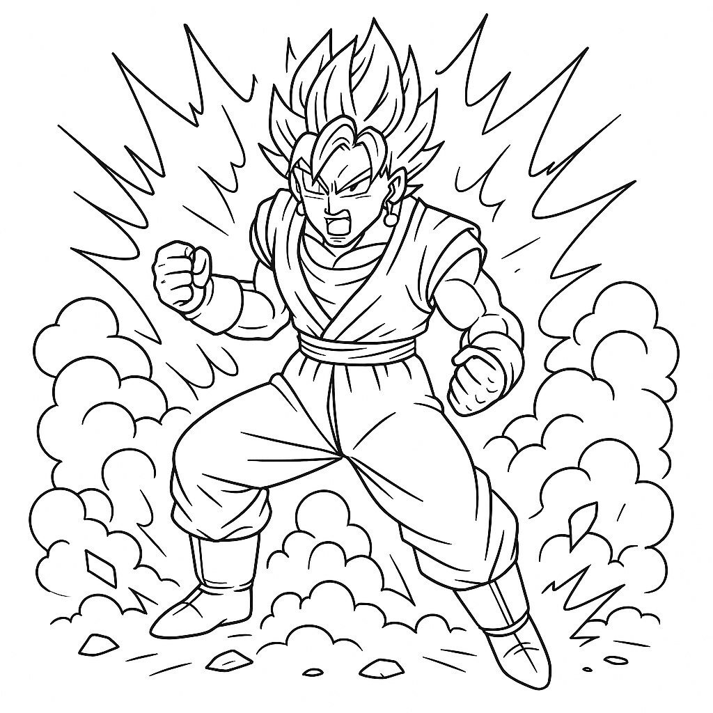 Vegito Fighting in the Flames
