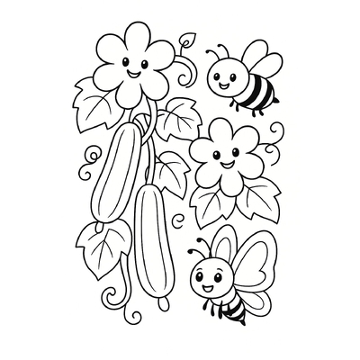 Cucumber Flower Coloring Pages for Kids – Creative Fun 2026