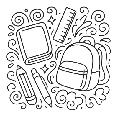 School Supplies Coloring Pages for Kids – Creative 2026
