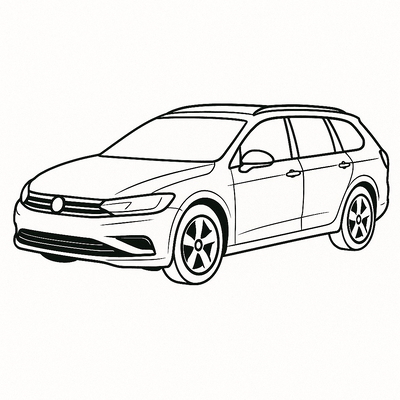 White 4-Seat Car Coloring Pages for Kids 2026