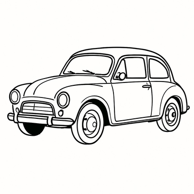 White 4-Seat Car Coloring Pages for Kids 2026