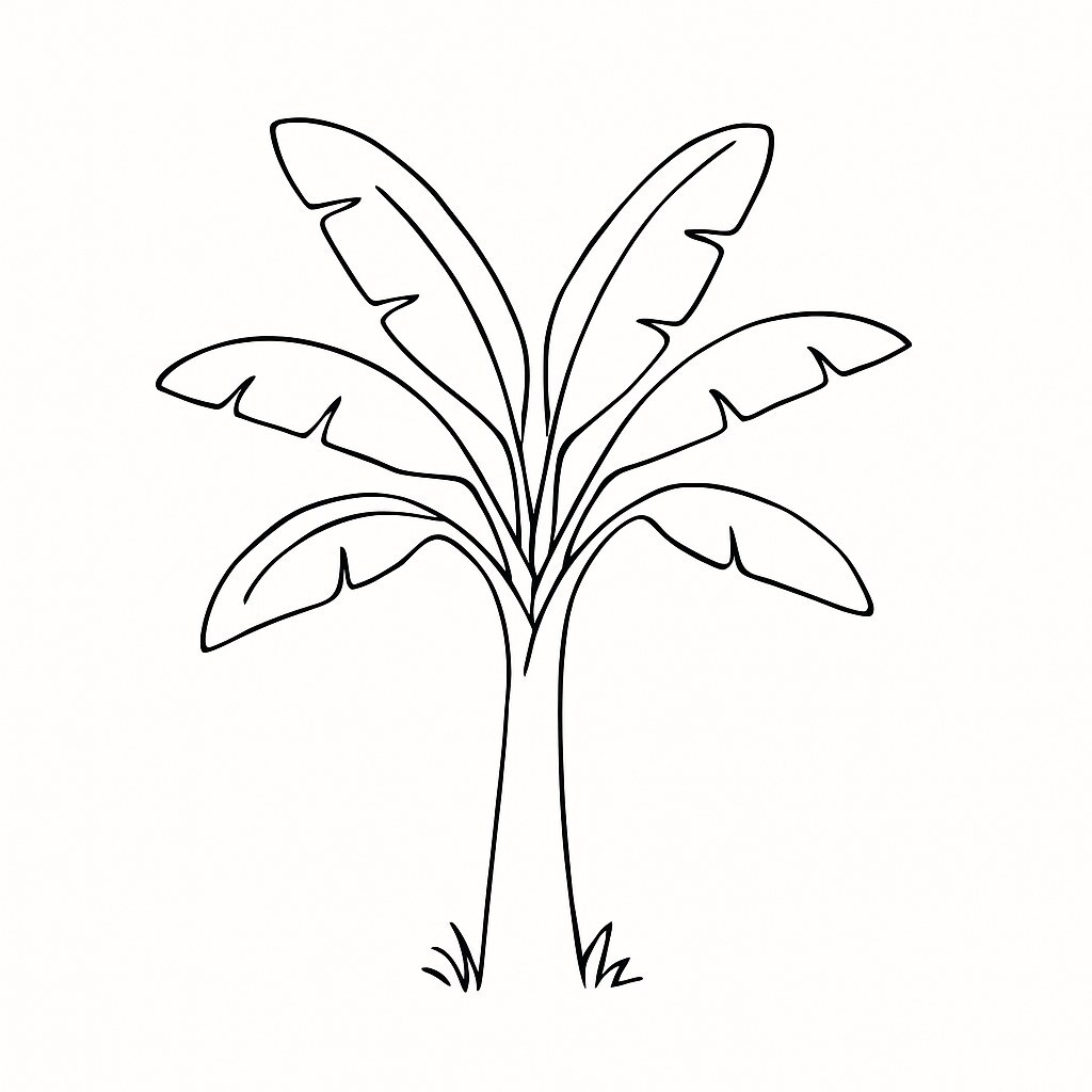 Minimalist Line-Art Banana Tree