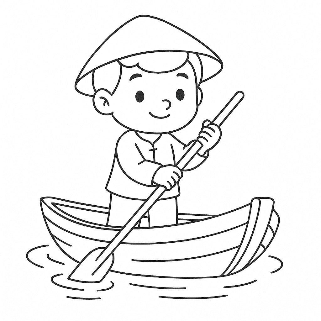 Cartoon-Style Boatman