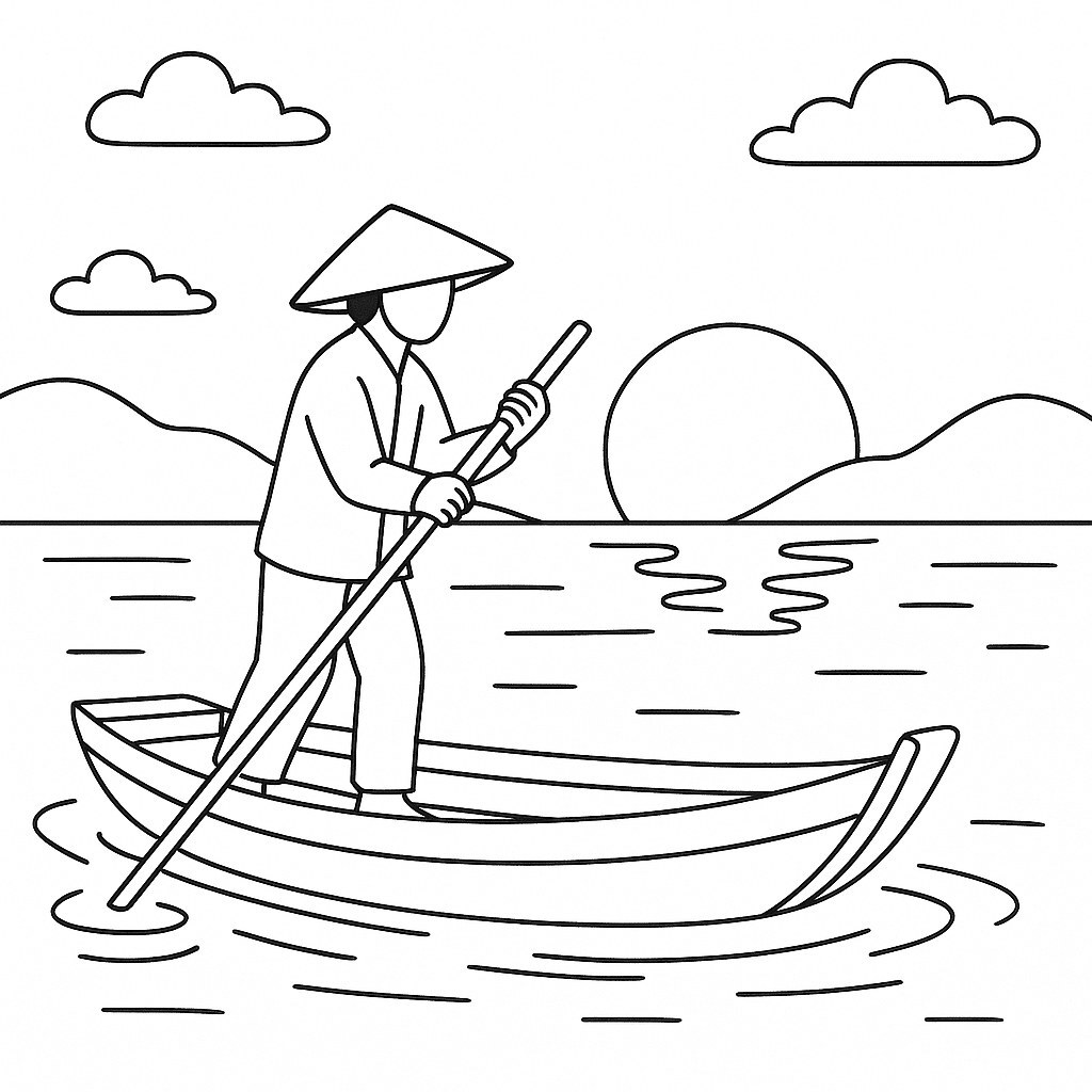 Boatman at Sunset