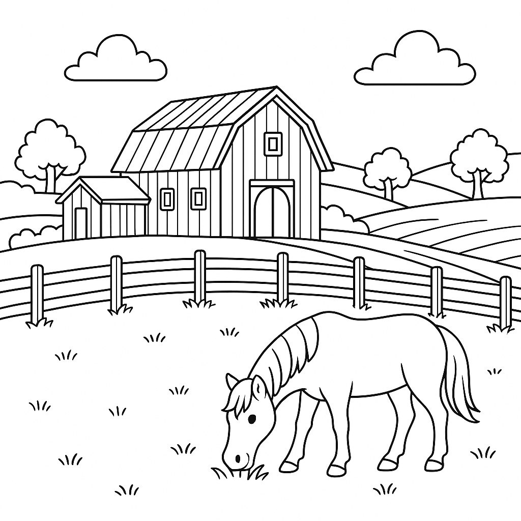 European Farm Coloring Page