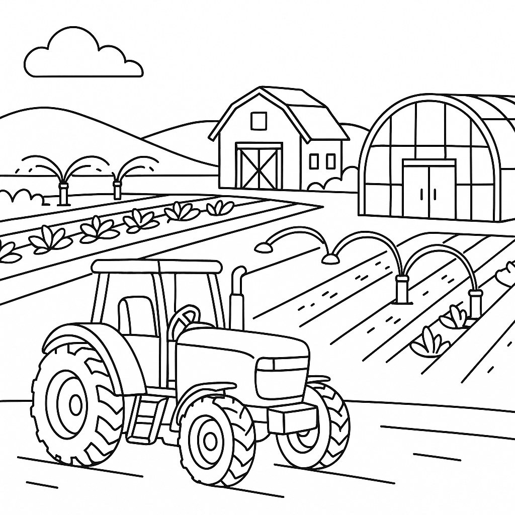 Modern Farm Coloring Page