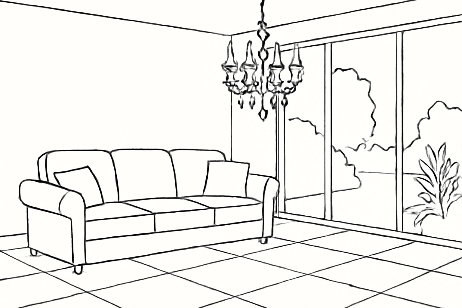 Luxury Living Room Coloring Page