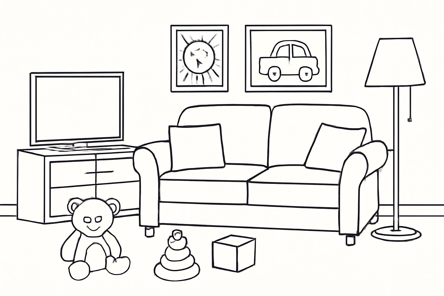 Family Living Room Coloring Page