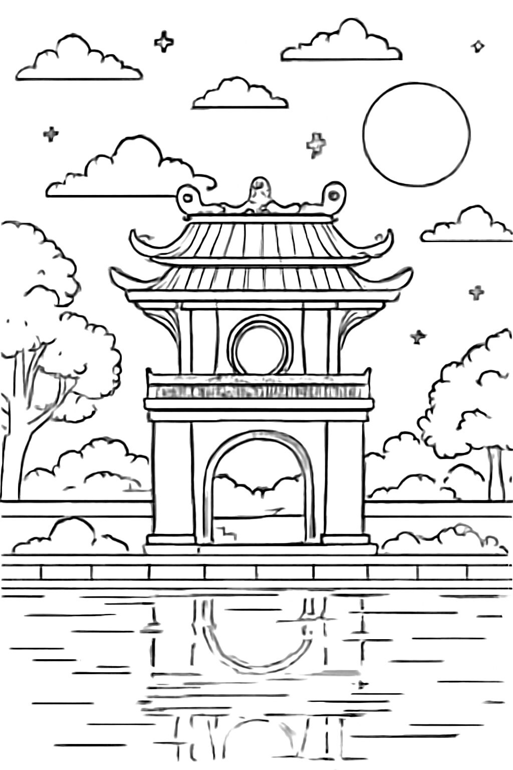 Literature Temple Under the Moonlight
