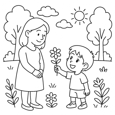 Best Coloring Pages of Kids Giving Flowers to Teachers 2026