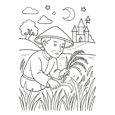 Best Farmer Harvesting Rice Coloring Pages for Kids 2026