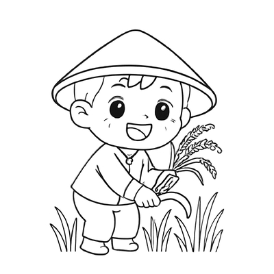 Best Farmer Harvesting Rice Coloring Pages for Kids 2026